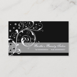 Tarjeta De Visita Salón de belleza hoja de desplazamiento floral neg