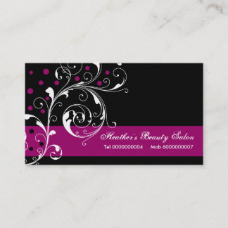 Tarjeta De Visita Salón de belleza hoja de desplazamiento floral neg