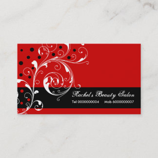 Tarjeta De Visita Salón de belleza hoja de desplazamiento floral neg