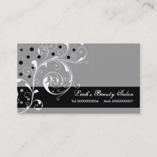 Tarjeta De Visita Salón de belleza hoja de desplazamiento floral neg