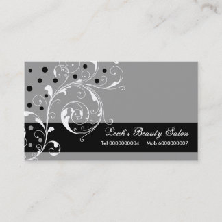 Tarjeta De Visita Salón de belleza hoja de desplazamiento floral neg