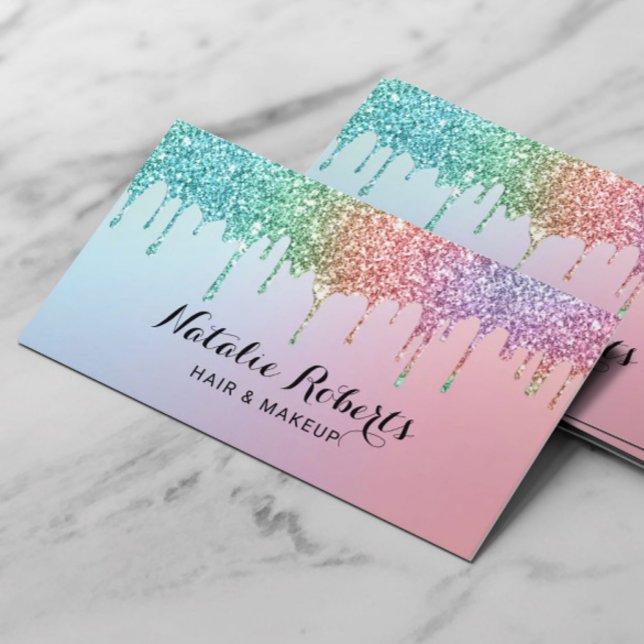 Tarjeta De Visita Salón de belleza holográfica de unicornio Purpurin (Subido por el creador)