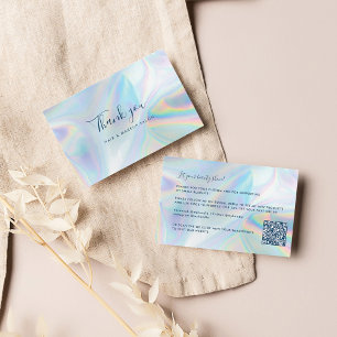 Tarjeta De Visita Salón de Belleza Holográfica QR Código Script Grac