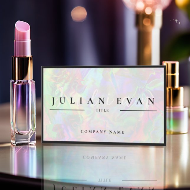 Tarjeta De Visita Salón de belleza holográfico elegante del Pastel (Subido por el creador)