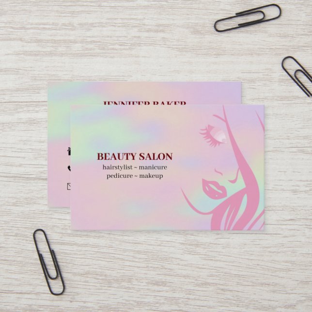 Tarjeta De Visita Salón de belleza holograma (Anverso/Reverso In Situ)