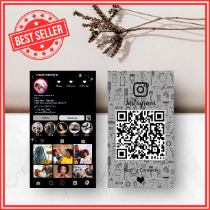 Tarjeta De Visita Salón de Belleza Instagram Gris Código QR de Red