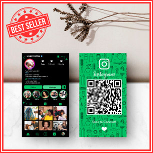 Tarjeta De Visita Salón de Belleza Instagram Verde   Código QR de Re