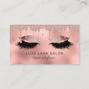 Tarjeta De Visita Salón De Belleza Lanza Purpurina Rosa Rosa Oro