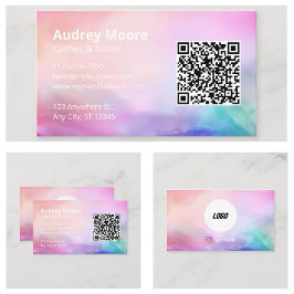 Tarjeta De Visita Salón De Belleza Lazas Brotes Logo Código QR