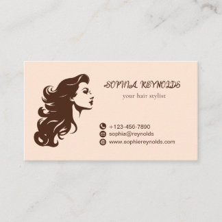 Tarjeta De Visita Salón de Belleza Marrón Beige Elegante 