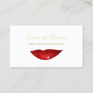 Tarjeta De Visita Salón de Belleza Minimal Labios Rojos