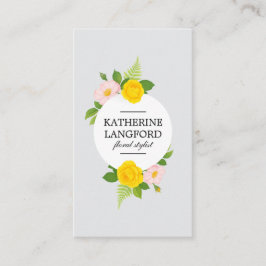 Tarjeta De Visita Salón De Belleza Mínimo Floral Wreath Gris