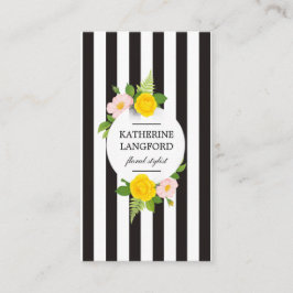 Tarjeta De Visita Salón De Belleza Mínimo Floral Wreath Striped