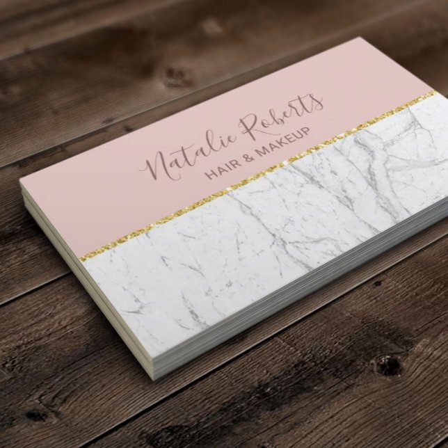 Tarjeta De Visita Salón de Belleza Moderna de Rosa de Rubor Gold & W (Subido por el creador)