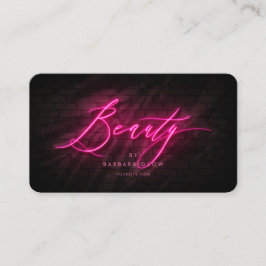 Tarjeta De Visita Salón de belleza moderno Cosmetólogo Neón de rosa 