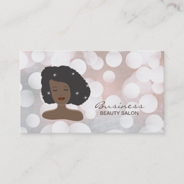 Tarjeta De Visita Salón de belleza moderno de las mujeres negras (Anverso)