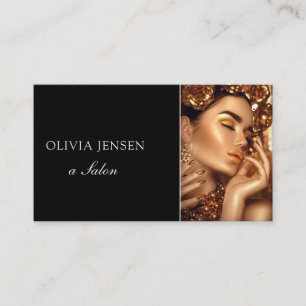 Tarjeta De Visita Salón de Belleza Moderno Palanca de labios de oro