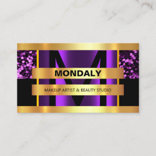 Tarjeta De Visita Salón de belleza monograma Salón de cabello negr