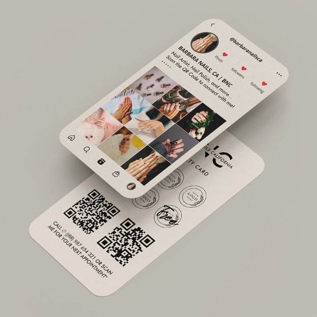 Tarjeta De Visita Salón de Belleza Nail Manicurist Beige Tan IG Leal (Subido por el creador)