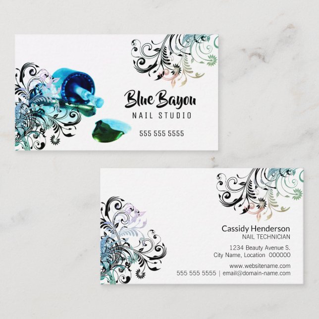 Tarjeta De Visita Salón de Belleza Nail Technician (Anverso / Reverso)