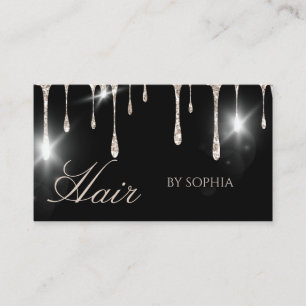 Tarjeta De Visita Salón de Belleza Negro Purpurina Plata de Estilo C