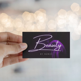 Tarjeta De Visita Salón de Belleza Neon Purple Smoke