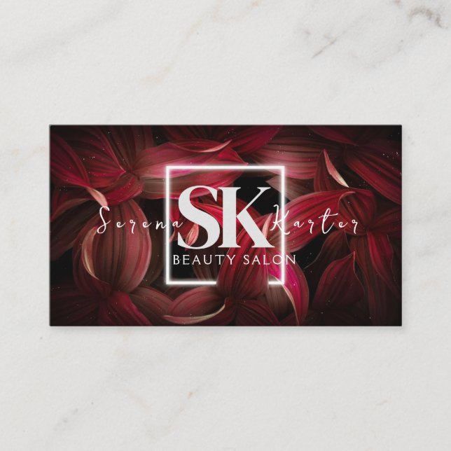 Tarjeta De Visita Salón De Belleza Neon Resumen Mujer Moderna (Anverso)