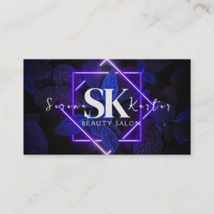Tarjeta De Visita Salón De Belleza Neon Resumen Mujer Moderna