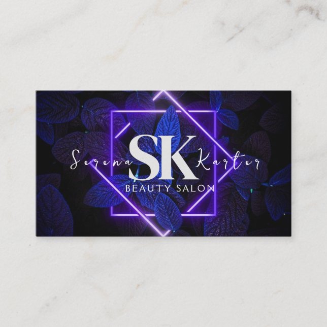 Tarjeta De Visita Salón De Belleza Neon Resumen Mujer Moderna (Anverso)