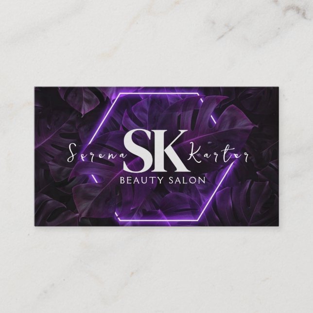 Tarjeta De Visita Salón De Belleza Neon Resumen Mujer Moderna (Anverso)