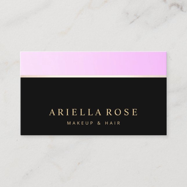 Tarjeta De Visita Salón de belleza Ombre de Lavanda Negra (Anverso)