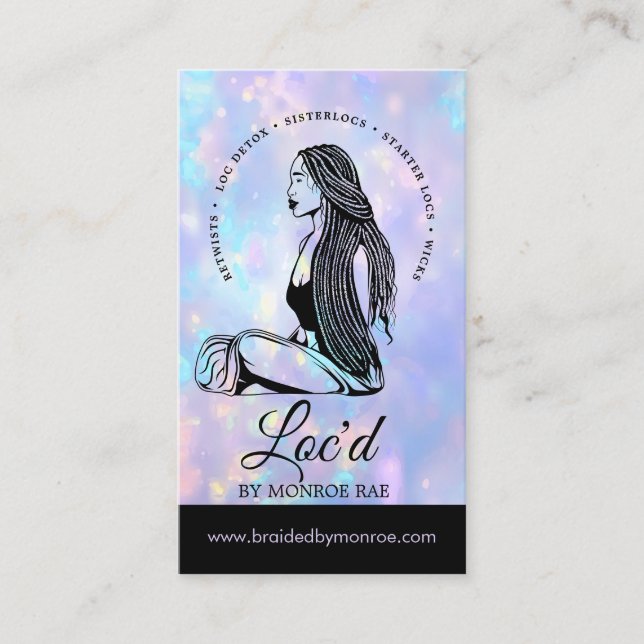 Tarjeta De Visita Salón de belleza Opal Loctitian & Stylist Locty (Anverso)