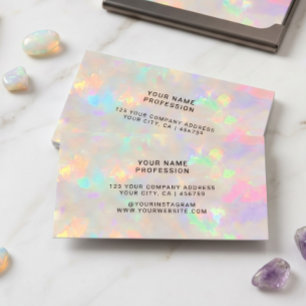Tarjeta De Visita Salón de Belleza Pastel Soñador con Holografía de