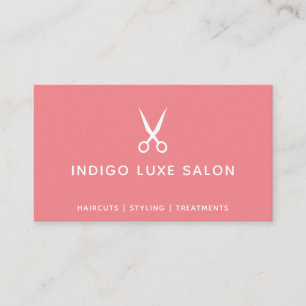 Tarjeta De Visita Salón de Belleza Peluquero Tijeras Modernas Coral