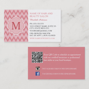 Tarjeta De Visita Salón de Belleza Pink Chevron
