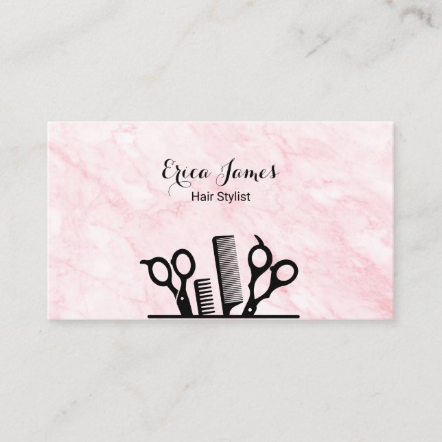 Tarjeta De Visita Salón de Belleza Pink Marble (Anverso)