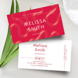 Tarjeta De Visita Salón de Belleza Profesional con Estilo Rojo de Mo