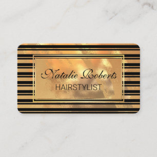 Tarjeta De Visita Salón De Belleza Purpurina De Oro De Estilo Cabell