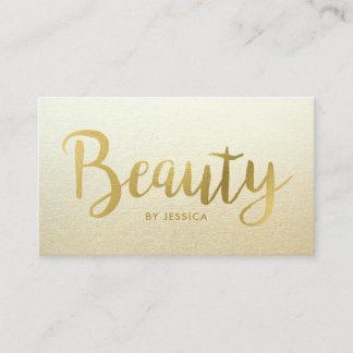 Tarjeta De Visita Salón de belleza Relieve metalizado dorado pelo y