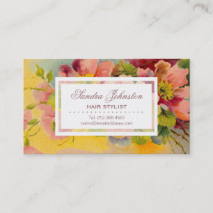 Tarjeta De Visita Salón de belleza retro elegante del diseño floral