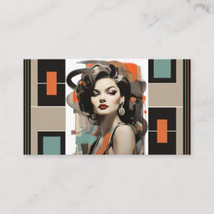 Tarjeta De Visita Salón de Belleza Retro Estilista de Pelo Industria