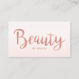 Tarjeta De Visita Salón de belleza Rosa de pelo de oro uñas Cosmetól