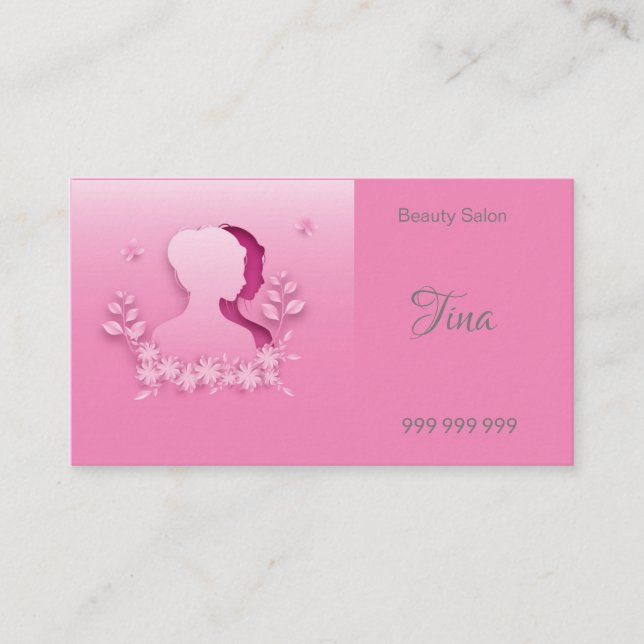 Tarjeta De Visita Salón de belleza rosa más bonito (Anverso)