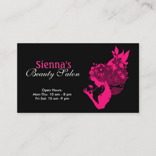 Tarjeta De Visita Salón de belleza (rosa profundo) (Anverso)