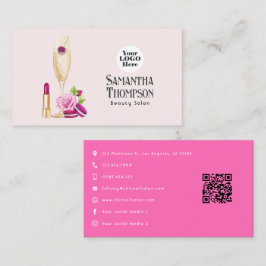 Tarjeta De Visita Salón de belleza rosa y Rubor