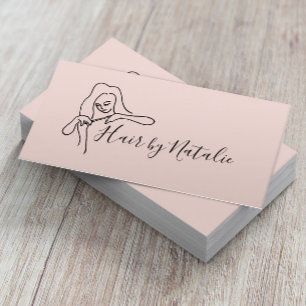 Tarjeta De Visita Salón de belleza rosada Rubor Minimalista con esti