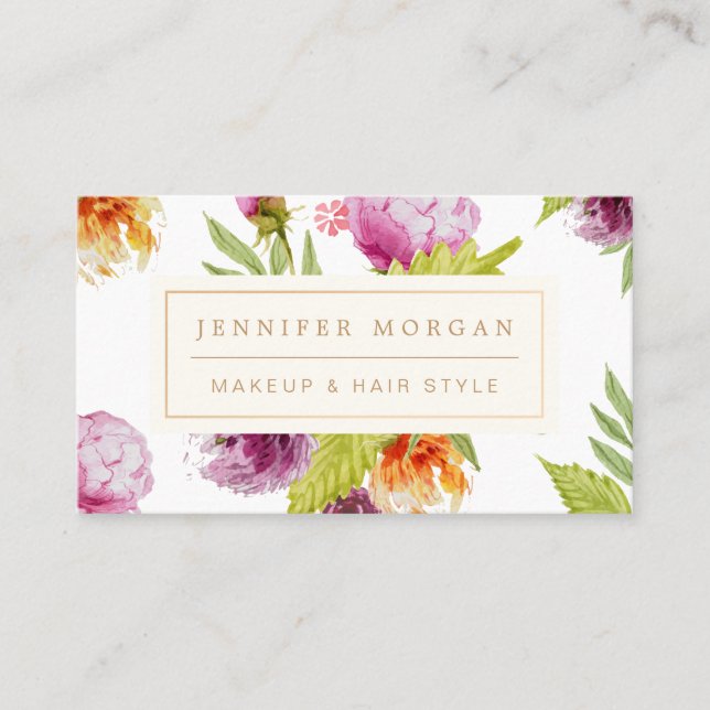 Tarjeta De Visita Salón de belleza Salón de belleza Floral Femenina (Anverso)