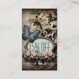 Tarjeta De Visita Salón de belleza SPA de mariposa floral vintage de