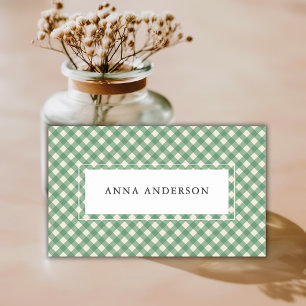 Tarjeta De Visita Salón de Belleza Spa Girly Green Buffalo Plaid