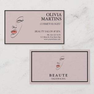Tarjeta De Visita Salón de Belleza Spa Rosa Minimalista Moderno